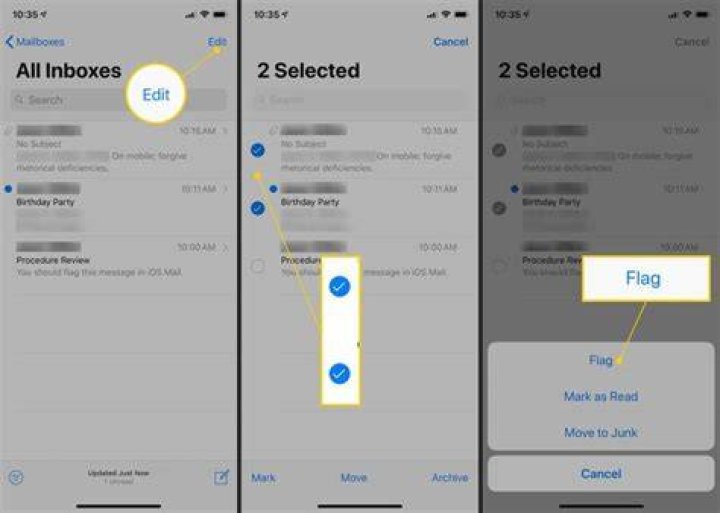 What does flagging an email do on iPhone?